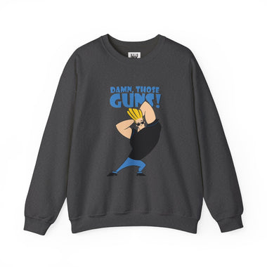Damn Those Guns Johnny Bravo Sweatshirt – Funny Flexing Cartoon Winter Crewneck