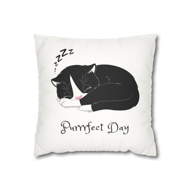 WhimInk Purrfect Day Pillowcase/Cushion Cover White