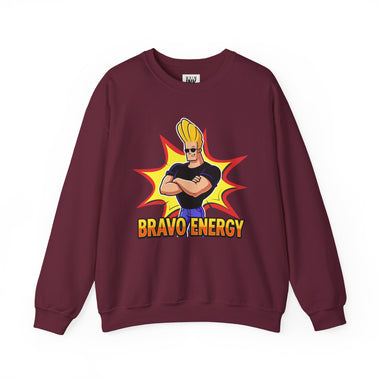 Bravo Energy Johnny Bravo Graphic Sweatshirt – Retro 90s Cartoon Winter Crewneck