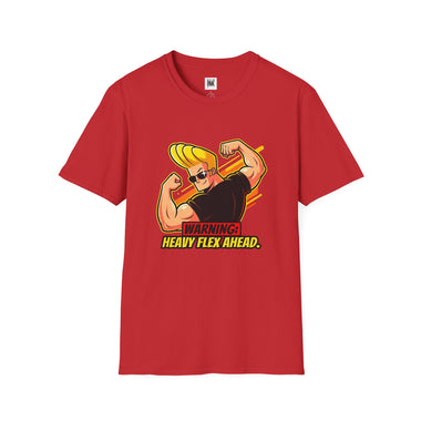 Warning: Heavy Flex Ahead Graphic T-Shirt | Funny Johnny Bravo Inspired Tee