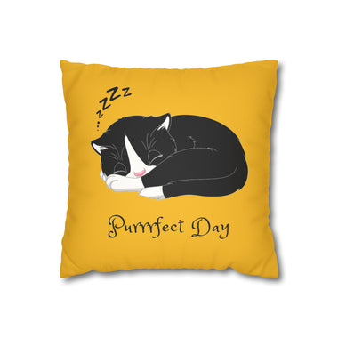 WhimInk Purrfect Day Pillowcase/Cushion Covers - Yellow