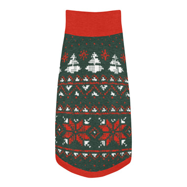 Traditional Red & Green Christmas Dog Sweater | Classic Fair Isle Pattern Back Print
