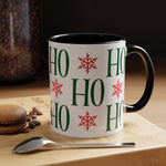 HO HO HO Christmas Mug – Green Holiday Typography Mug with Snowflakes | Cute Festive Coffee Cup for Winter & Gift Giving