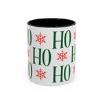 HO HO HO Christmas Mug – Green Holiday Typography Mug with Snowflakes | Cute Festive Coffee Cup for Winter & Gift Giving