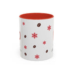 Red Holiday Coffee Mug – “Caffeine & Christmas Cheer” | Festive Coffee Bean & Snowflake Design | Cozy Winter Drinkware | Christmas Gift for Coffee Lovers