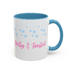 Pretty and Frosted Winter Mug | Pink Aesthetic Snowflake Mug | Cute Christmas Mug for Girls | Frosted Holiday Cup | Pastel Winter Coffee Lover Gift