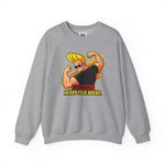 Warning Heavy Flex Ahead Johnny Bravo Sweatshirt – Funny Retro Cartoon Winter Crewneck Unisex