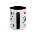 HO HO HO Christmas Mug – Green Holiday Typography Mug with Snowflakes | Cute Festive Coffee Cup for Winter & Gift Giving