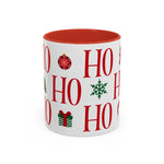Red HO HO HO Mug | Christmas Typography Mug | Holiday Coffee Cup | Festive Gift Mug | Winter Hot Cocoa Cup | Xmas Snowflake Mug