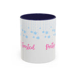 Pretty and Frosted Winter Mug | Pink Aesthetic Snowflake Mug | Cute Christmas Mug for Girls | Frosted Holiday Cup | Pastel Winter Coffee Lover Gift