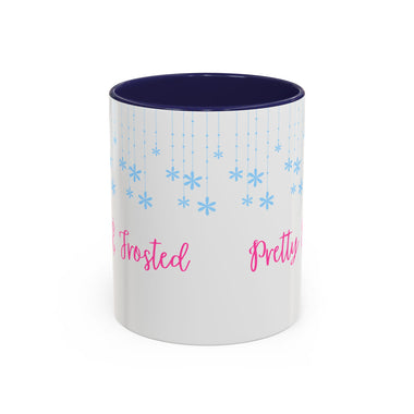 Pretty and Frosted Winter Mug | Pink Aesthetic Snowflake Mug | Cute Christmas Mug for Girls | Frosted Holiday Cup | Pastel Winter Coffee Lover Gift
