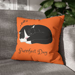 WhimInk Purrfect Day Pillowcase/Cushion Cover Orange
