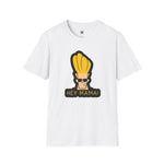 Hey Mama Graphic T-Shirt | Johnny Bravo Face Sticker Illustration Tee