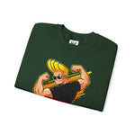 Warning Heavy Flex Ahead Johnny Bravo Sweatshirt – Funny Retro Cartoon Winter Crewneck Unisex
