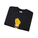 Hey Mama Johnny Bravo Sweatshirt – Face Sticker Style Retro Cartoon Winter Crewneck