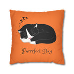 WhimInk Purrfect Day Pillowcase/Cushion Cover Orange