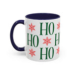HO HO HO Christmas Mug – Green Holiday Typography Mug with Snowflakes | Cute Festive Coffee Cup for Winter & Gift Giving