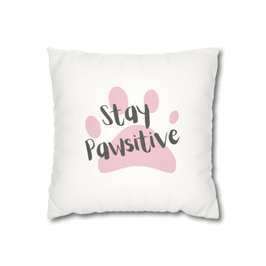 WhimInk Stay Pawsitive Pillowcase/ Cushion Cover - White