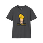 Hey Mama Graphic T-Shirt | Johnny Bravo Face Sticker Illustration Tee