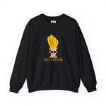 Hey Mama Johnny Bravo Sweatshirt – Face Sticker Style Retro Cartoon Winter Crewneck
