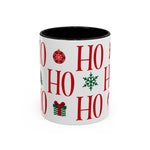 Red HO HO HO Mug | Christmas Typography Mug | Holiday Coffee Cup | Festive Gift Mug | Winter Hot Cocoa Cup | Xmas Snowflake Mug