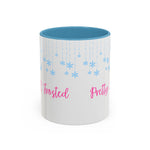 Pretty and Frosted Winter Mug | Pink Aesthetic Snowflake Mug | Cute Christmas Mug for Girls | Frosted Holiday Cup | Pastel Winter Coffee Lover Gift
