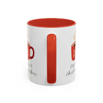 Red Holiday Coffee Mug – “Caffeine & Christmas Cheer” | Festive Coffee Bean & Snowflake Design | Cozy Winter Drinkware | Christmas Gift for Coffee Lovers