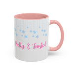 Pretty and Frosted Winter Mug | Pink Aesthetic Snowflake Mug | Cute Christmas Mug for Girls | Frosted Holiday Cup | Pastel Winter Coffee Lover Gift