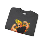 Warning Heavy Flex Ahead Johnny Bravo Sweatshirt – Funny Retro Cartoon Winter Crewneck Unisex