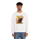 Warning Heavy Flex Ahead Johnny Bravo Sweatshirt – Funny Retro Cartoon Winter Crewneck Unisex