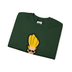 Hey Mama Johnny Bravo Sweatshirt – Face Sticker Style Retro Cartoon Winter Crewneck