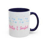 Pretty and Frosted Winter Mug | Pink Aesthetic Snowflake Mug | Cute Christmas Mug for Girls | Frosted Holiday Cup | Pastel Winter Coffee Lover Gift