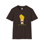 Hey Mama Graphic T-Shirt | Johnny Bravo Face Sticker Illustration Tee