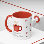 Red Holiday Coffee Mug – “Caffeine & Christmas Cheer” | Festive Coffee Bean & Snowflake Design | Cozy Winter Drinkware | Christmas Gift for Coffee Lovers