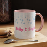 Pretty and Frosted Winter Mug | Pink Aesthetic Snowflake Mug | Cute Christmas Mug for Girls | Frosted Holiday Cup | Pastel Winter Coffee Lover Gift