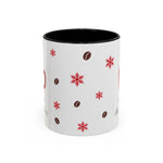 Red Holiday Coffee Mug – “Caffeine & Christmas Cheer” | Festive Coffee Bean & Snowflake Design | Cozy Winter Drinkware | Christmas Gift for Coffee Lovers
