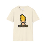Hey Mama Graphic T-Shirt | Johnny Bravo Face Sticker Illustration Tee