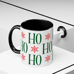 HO HO HO Christmas Mug – Green Holiday Typography Mug with Snowflakes | Cute Festive Coffee Cup for Winter & Gift Giving