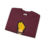 Hey Mama Johnny Bravo Sweatshirt – Face Sticker Style Retro Cartoon Winter Crewneck
