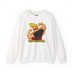 Warning Heavy Flex Ahead Johnny Bravo Sweatshirt – Funny Retro Cartoon Winter Crewneck Unisex