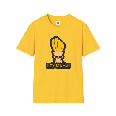 Hey Mama Graphic T-Shirt | Johnny Bravo Face Sticker Illustration Tee