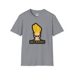 Hey Mama Graphic T-Shirt | Johnny Bravo Face Sticker Illustration Tee