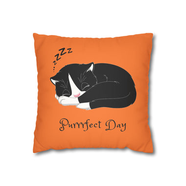 WhimInk Purrfect Day Pillowcase/Cushion Cover Orange