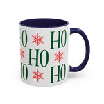 HO HO HO Christmas Mug – Green Holiday Typography Mug with Snowflakes | Cute Festive Coffee Cup for Winter & Gift Giving