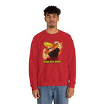 Warning Heavy Flex Ahead Johnny Bravo Sweatshirt – Funny Retro Cartoon Winter Crewneck Unisex