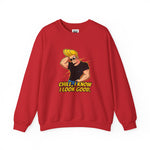 Chill I Know I Look Good Johnny Bravo Graphic Sweatshirt – Funny Retro 90s Cartoon Winter Crewneck