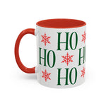 HO HO HO Christmas Mug – Green Holiday Typography Mug with Snowflakes | Cute Festive Coffee Cup for Winter & Gift Giving