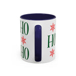 HO HO HO Christmas Mug – Green Holiday Typography Mug with Snowflakes | Cute Festive Coffee Cup for Winter & Gift Giving