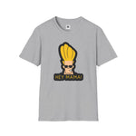 Hey Mama Graphic T-Shirt | Johnny Bravo Face Sticker Illustration Tee
