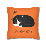 WhimInk Purrfect Day Pillowcase/Cushion Cover Orange